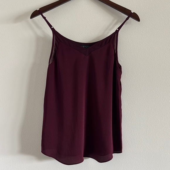 1. State Tops - 1. State Red Sleeveless Camisole with Scoop Neckline